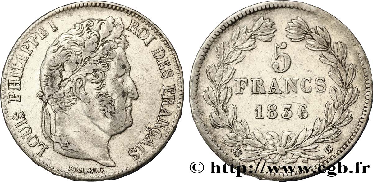 5 francs IIe type Domard 1836 Strasbourg F.324/55 BB45 