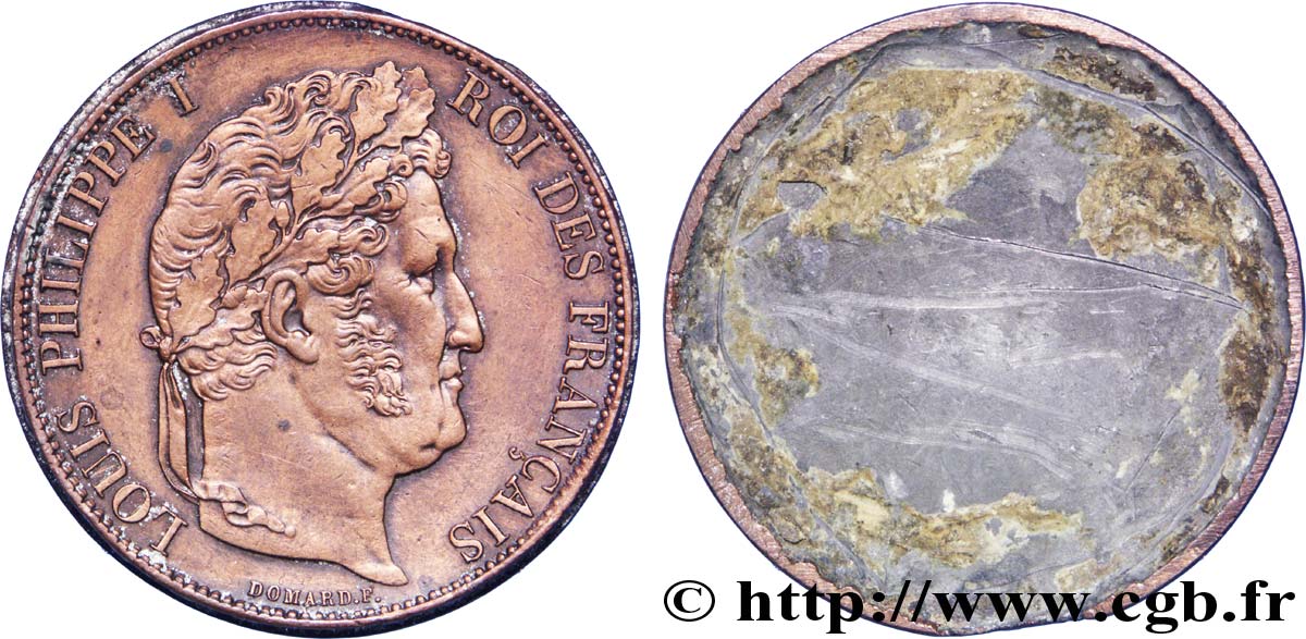 Contre-type de 5 francs IIe type Domard, rempli de plomb n.d. - F.324/- SUP 