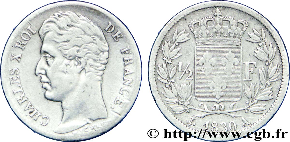 1/2 franc Charles X 1830 Paris F.180/50 BC25 