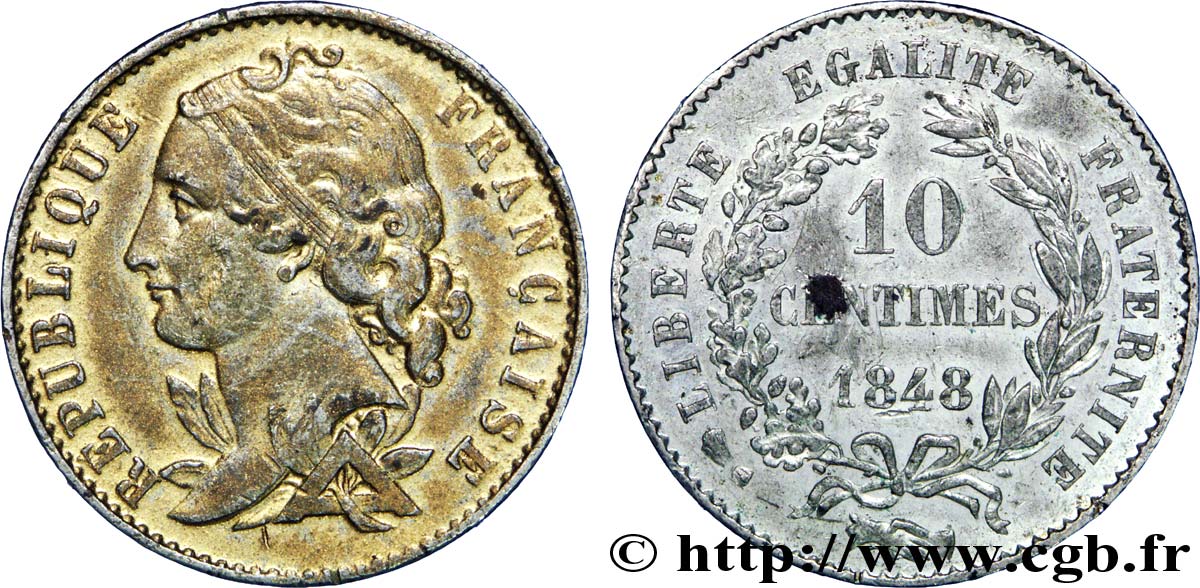 Concours de 10 centimes, essai de Magniadas 1848 Paris VG.3143 var. SUP58 