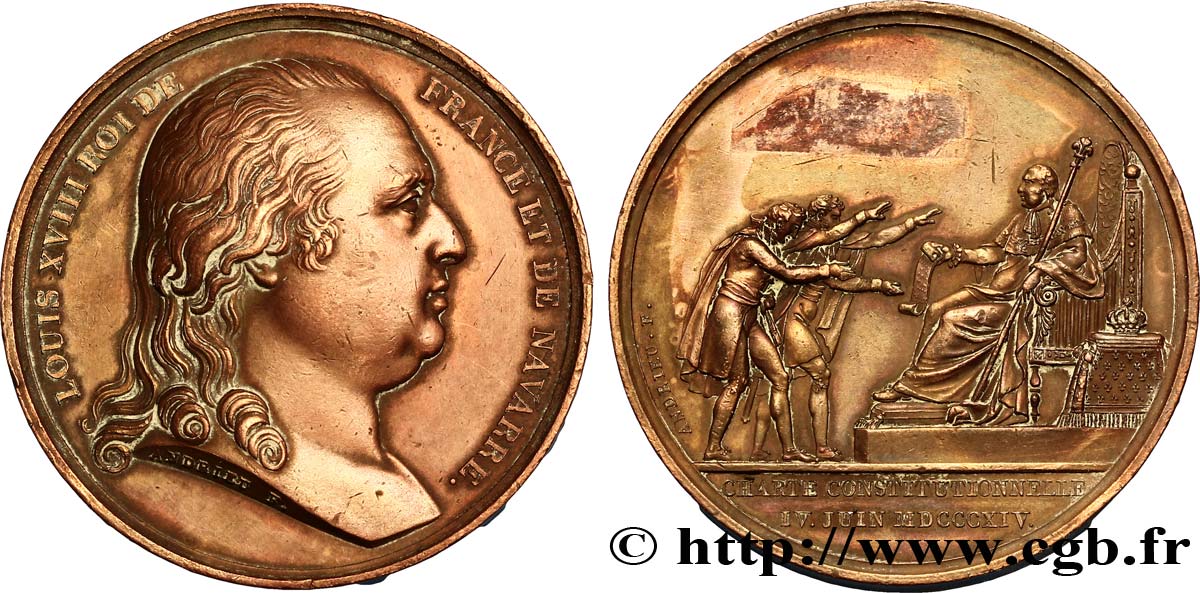 Médaille BR 41, Charte constitutionnelle de 1814 1814  Ess.1471  TTB 
