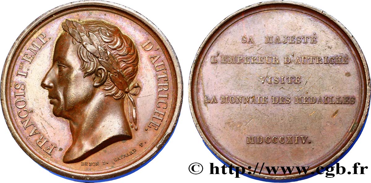 Médaille BR 41, Visite de l’empereur d’Autriche à la Monnaie des Médailles 1814 - Ess.1519  MBC+ 