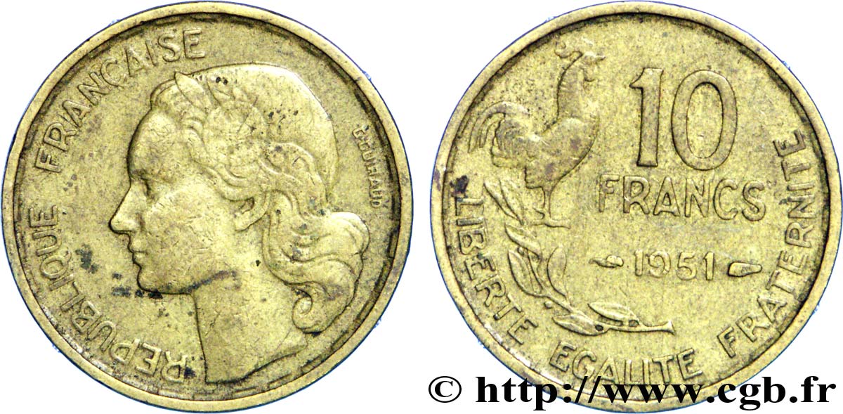 10 francs Guiraud 1951  F.363/4 MBC45 