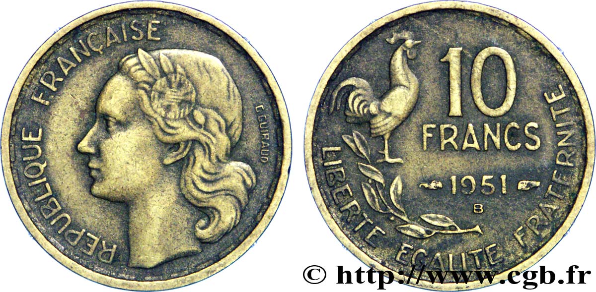 10 francs Guiraud 1951 Beaumont-Le-Roger F.363/5 AU50 