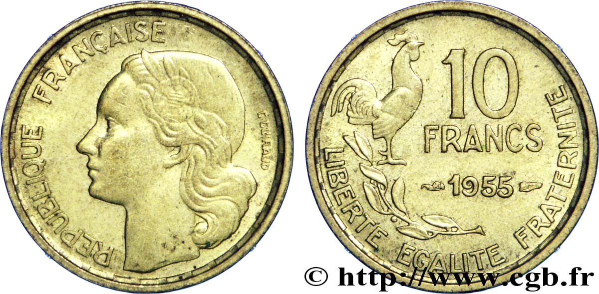 10 francs Guiraud 1955  F.363/12 AU58 