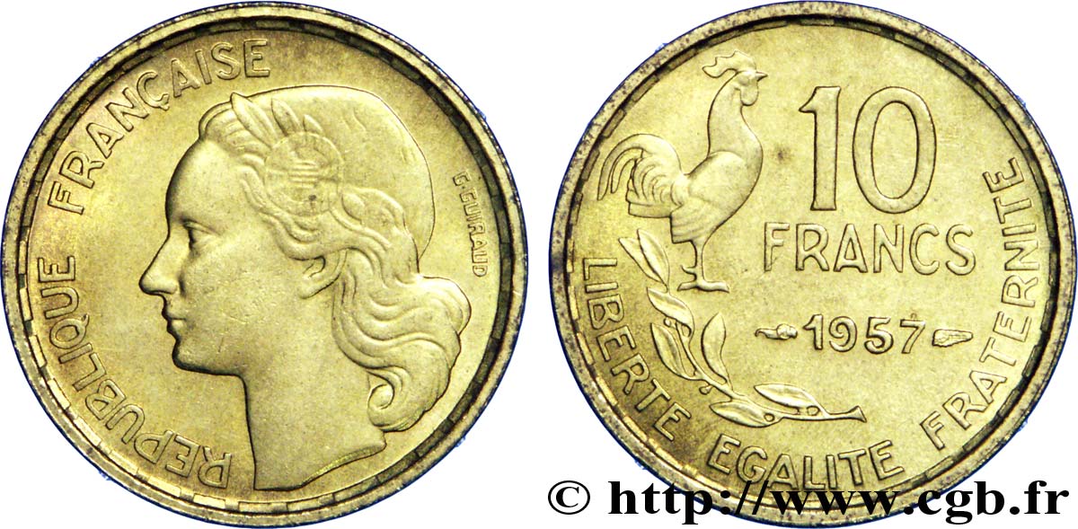10 francs Guiraud 1957  F.363/13 MS60 