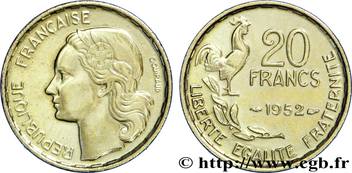 20 francs G. Guiraud 1952  F.402/9 XF 