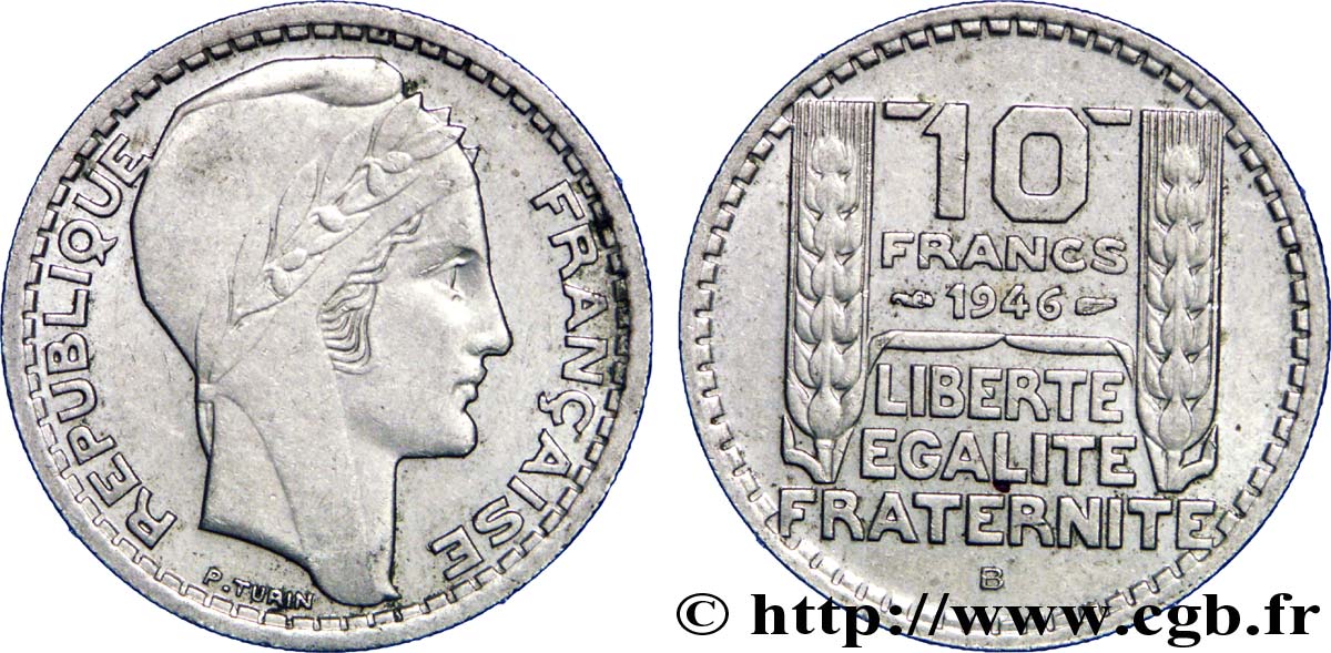 10 francs Turin, grosse tête, rameaux courts 1946 Beaumont-Le-Roger F.361A/3 MBC50 
