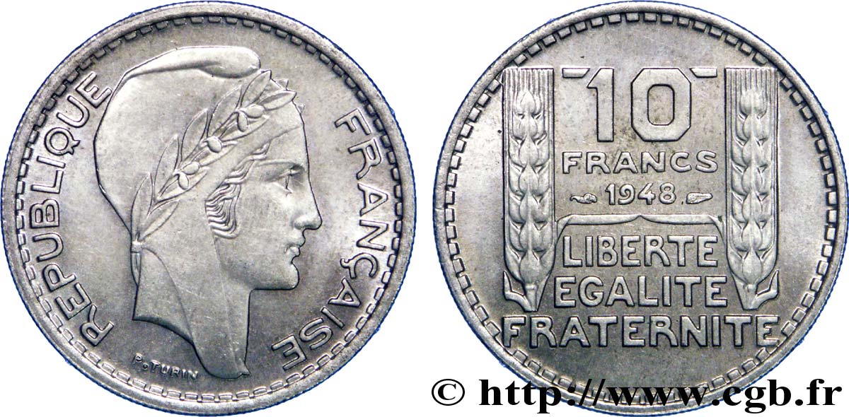 10 francs Turin, petite tête 1948  F.362/3 SUP62 