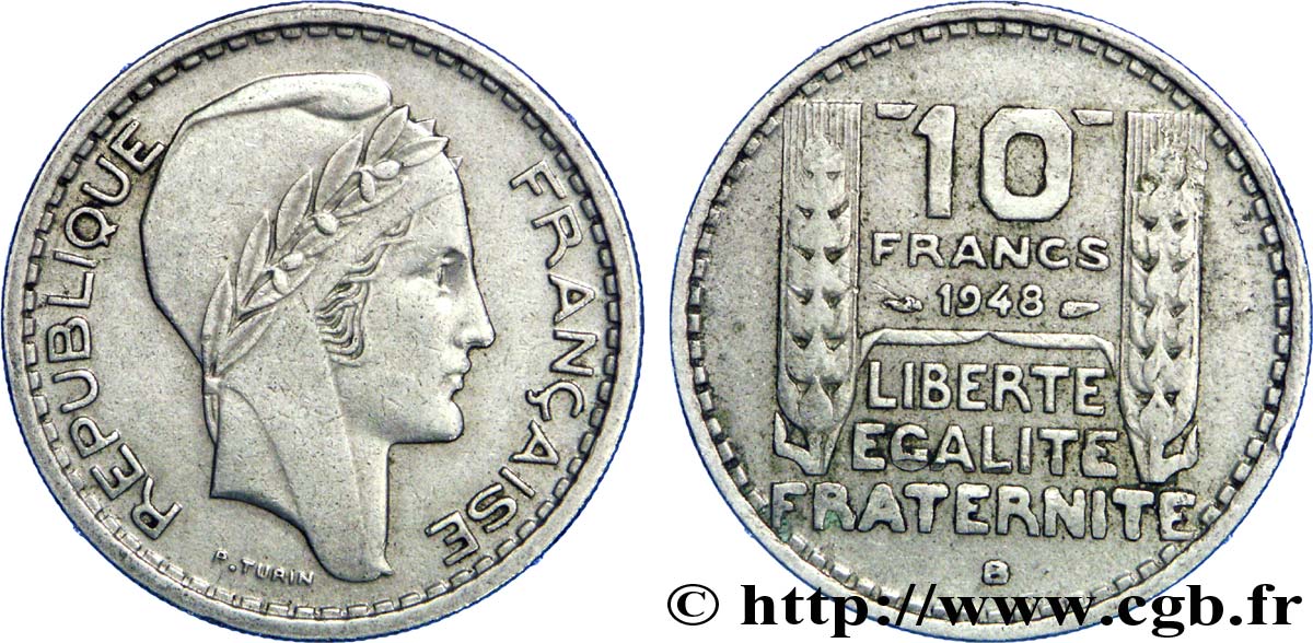 10 francs Turin, petite tête 1948 Beaumont-le-Roger F.362/4 AU50 