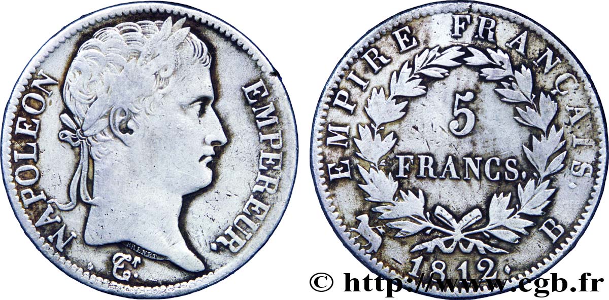 Faux de 5 francs Napoléon Empereur, Empire français 1812 Rouen F.307/42 TB30 