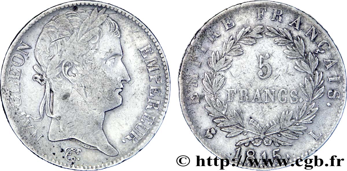 5 francs Napoléon Empereur, Cent-Jours 1815 Bayonne F.307A/5 TB20 