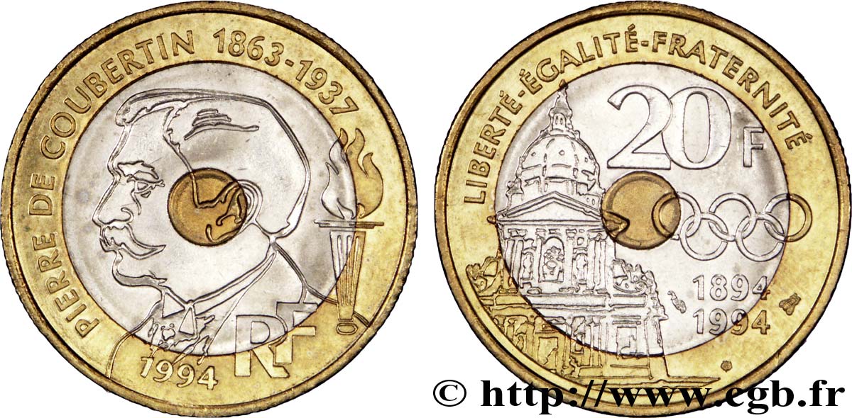20 francs Pierre de Coubertin 1994 Pessac F.405/2 fST63 
