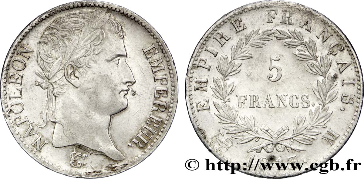 5 francs Napoléon Empereur, Empire français 1813 Toulouse F.307/68 AU53 
