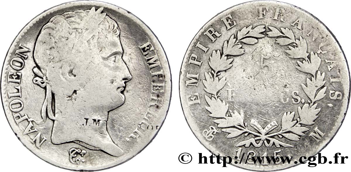 5 francs Napoléon Empereur, Cent-Jours 1815 Toulouse F.307A/6 B10 