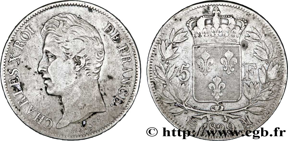 5 francs Charles X, 2e type 1829 Toulouse F.311/35 TB30 