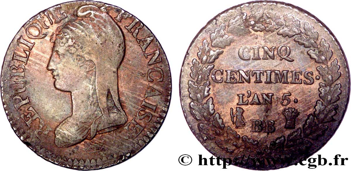 Cinq centimes Dupré, grand module 1797 Strasbourg F.115/20 TTB52 