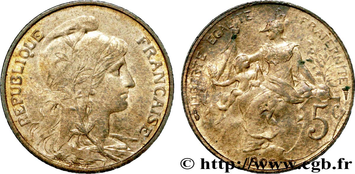 5 centimes Daniel-Dupuis 1905  F.119/15 AU58 