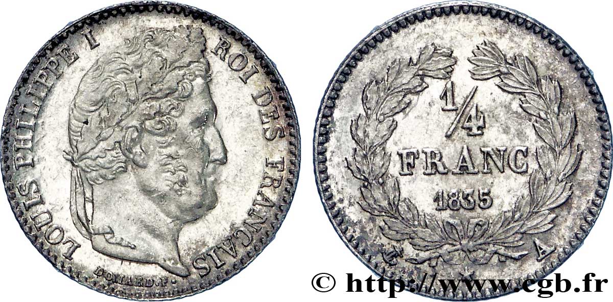1/4 franc Louis-Philippe 1835 Paris F.166/49 SUP59 