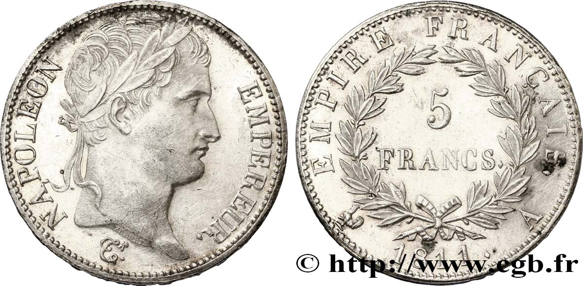 5 francs Napoléon Empereur, Empire français 1811 Paris F.307/27 MS60 