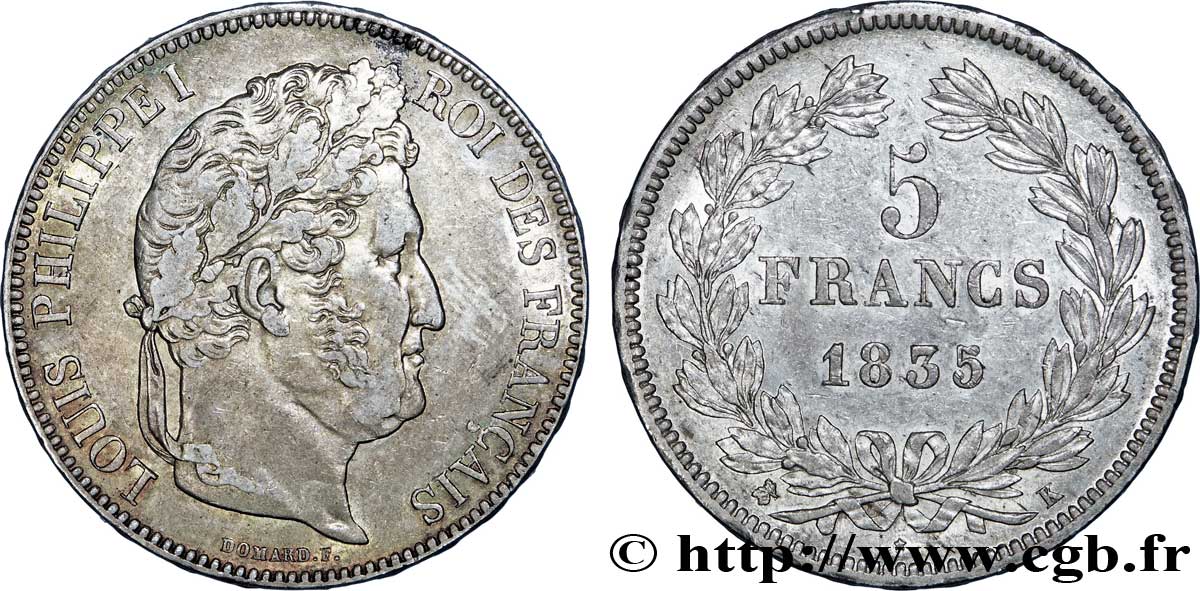 5 francs IIe type Domard 1835 Bordeaux F.324/48 SS50 