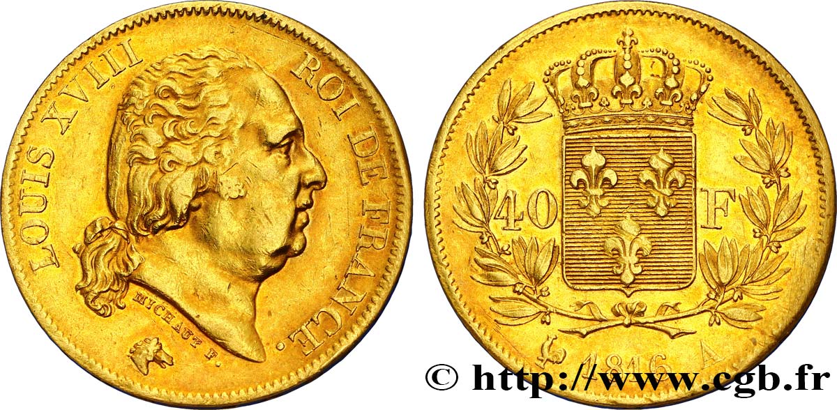 40 francs or Louis XVIII 1816 Paris F.542/1 TTB48 