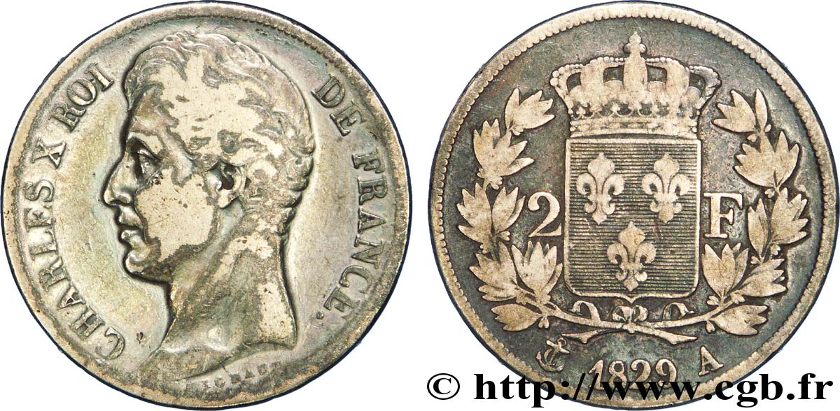 2 francs Charles X 1829 Paris F.258/49 TB30 