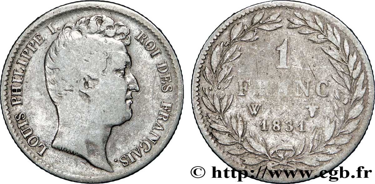 1 franc Louis-Philippe, tête nue 1831 Lille F.209/12 TB15 
