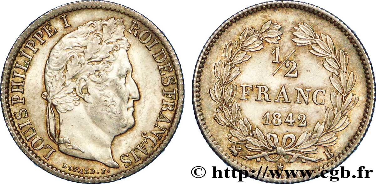 1/2 franc Louis-Philippe 1842 Rouen F.182/94 SUP60 