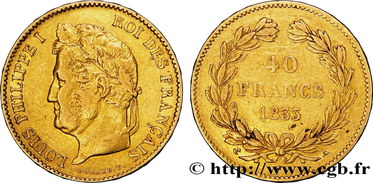 40 francs or Louis-Philippe 1833 Paris F.546/5 TTB42 