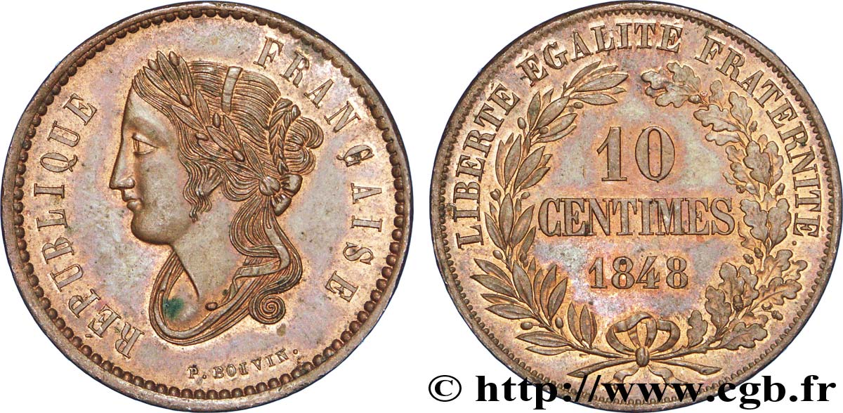 Concours de 10 centimes, essai de Boivin, frappe médaille 1848 Paris VG.3133  SUP60 
