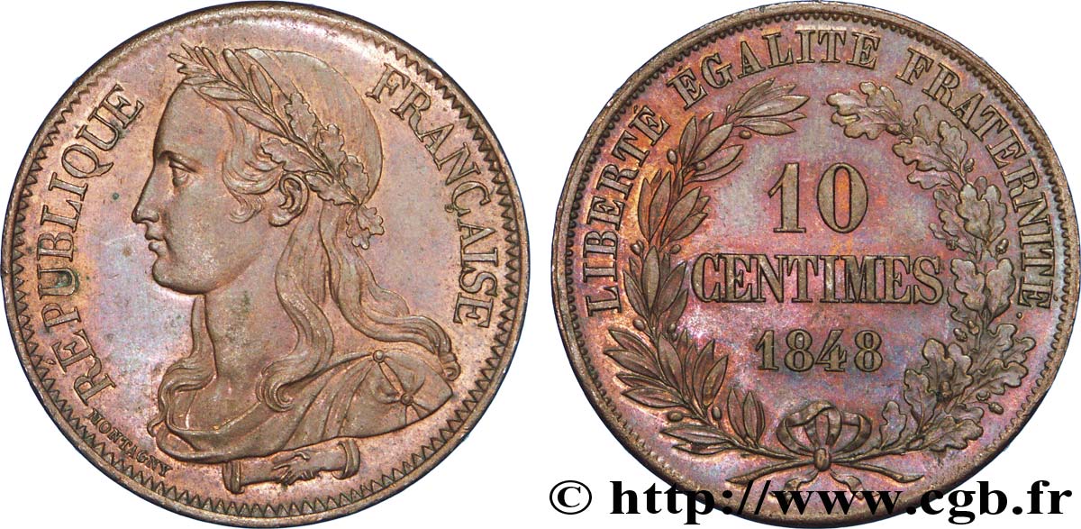 Concours de 10 centimes, essai de Montagny 1848 Paris VG.3147  SUP60 