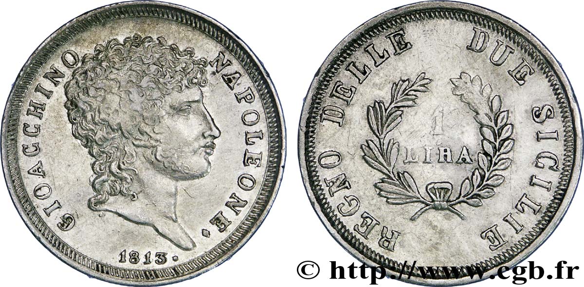 1 lira 1813 Naples M.305  SUP55 