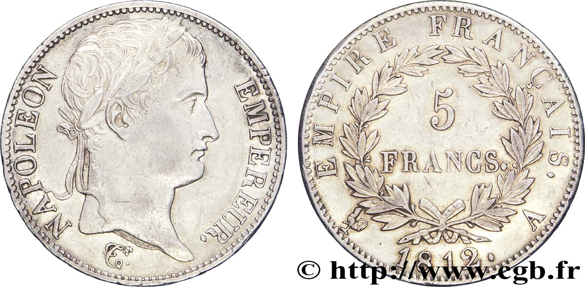 5 francs Napoléon Empereur, Empire français 1812 Paris F.307/41 BB54 
