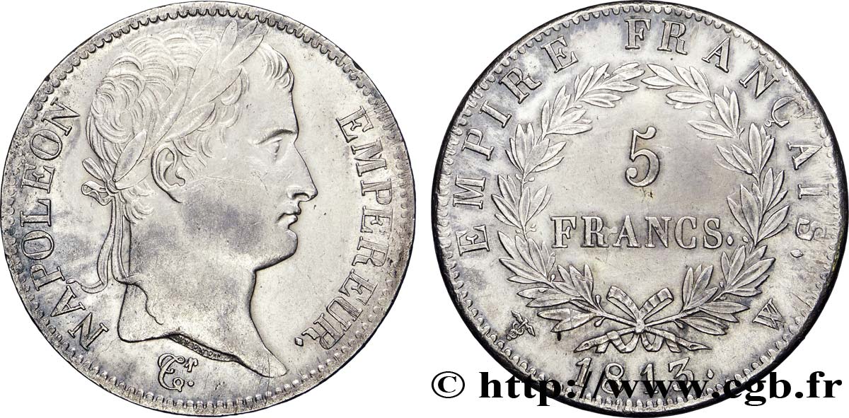 5 francs Napoléon Empereur, Empire français 1813 Lille F.307/75 TTB52 