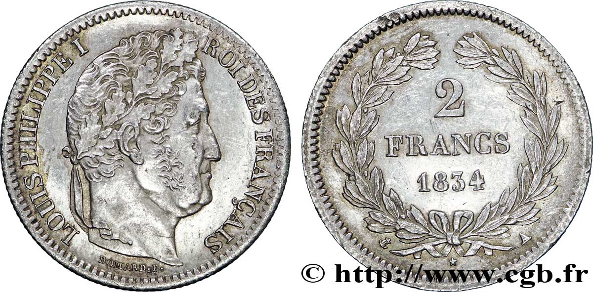 2 francs Louis-Philippe 1834 Paris F.260/29 AU 