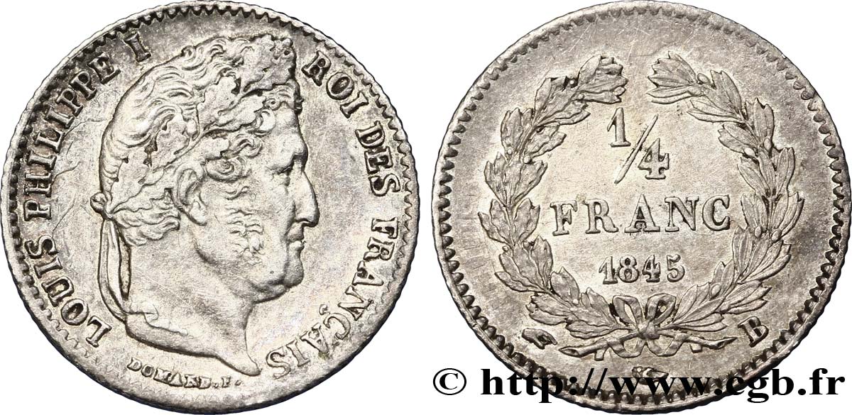 1/4 franc Louis-Philippe 1845 Rouen F.166/103 TTB52 