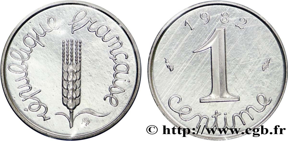 Piéfort argent de 1 centime Épi 1982 Pessac F.106/39P FDC70 