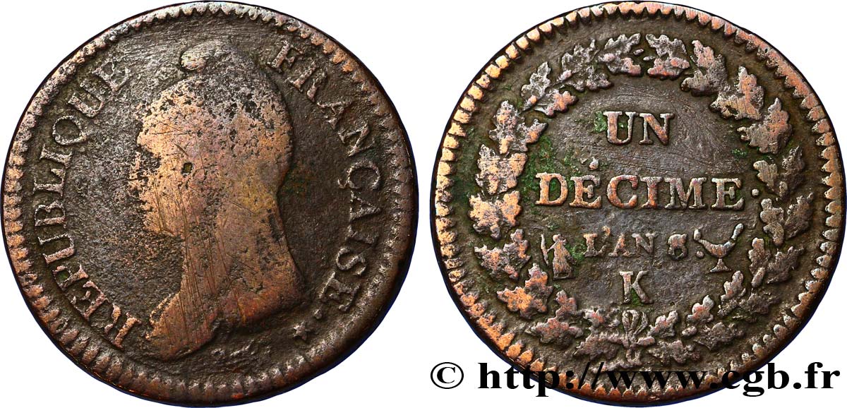 Un décime Dupré, grand module 1800 Bordeaux F.129/72 B12 