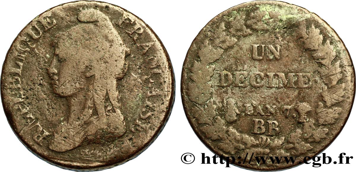 Un décime Dupré, grand module 1799 Strasbourg F.129/32 RC12 