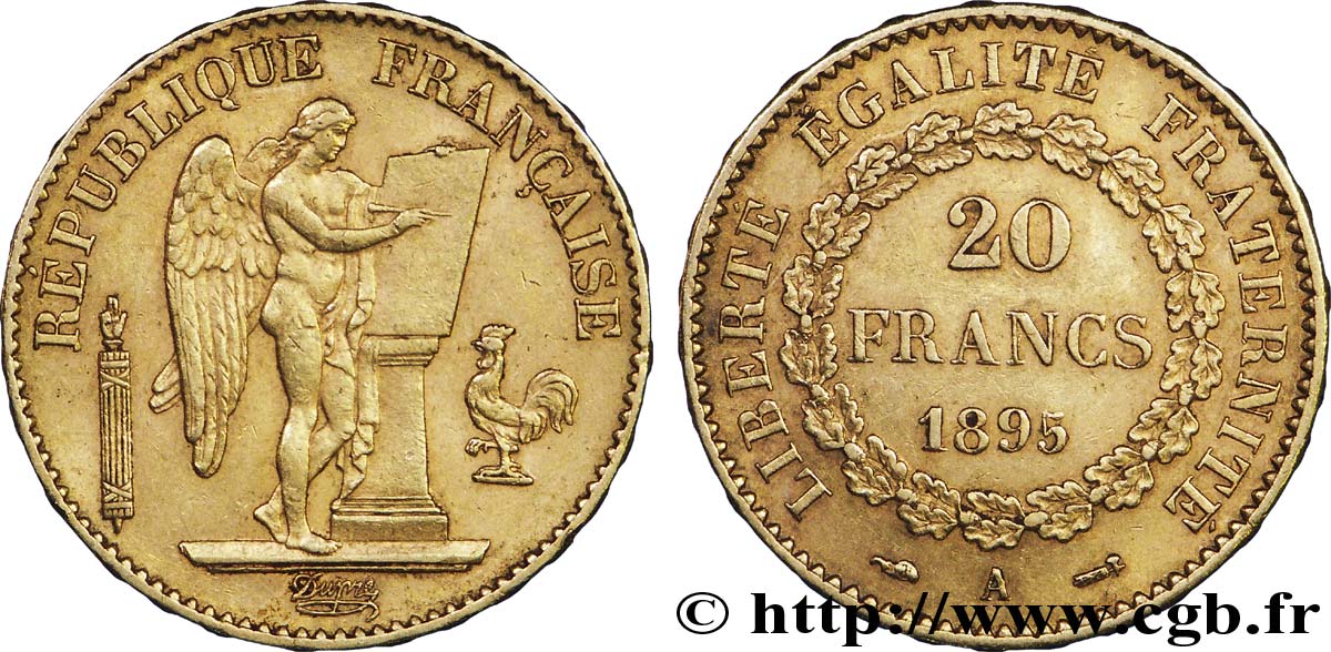 20 francs or Génie, Troisième République 1895 Paris F.533/19 BB52 