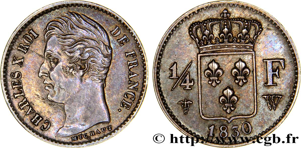 1/4 franc Charles X 1830 Lille F.164/42 TTB52 