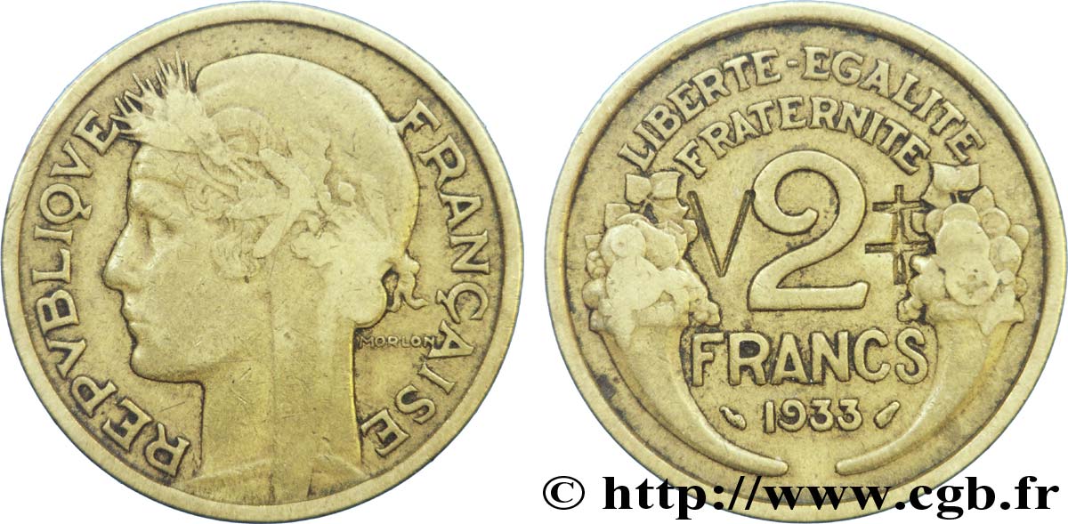 2 francs Morlon, gros “2”, satirique 1933  F.268/5 XF48 