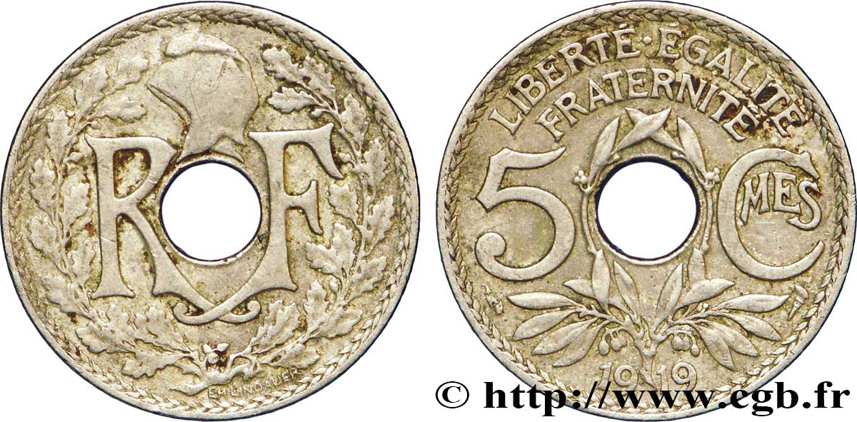 5 centimes Lindauer, grand module 1919 Paris F.121/3 MBC45 