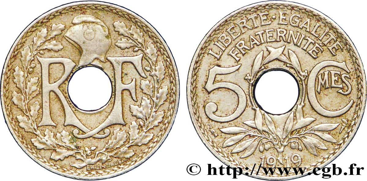 5 centimes Lindauer, grand module 1919 Paris F.121/3 BB48 