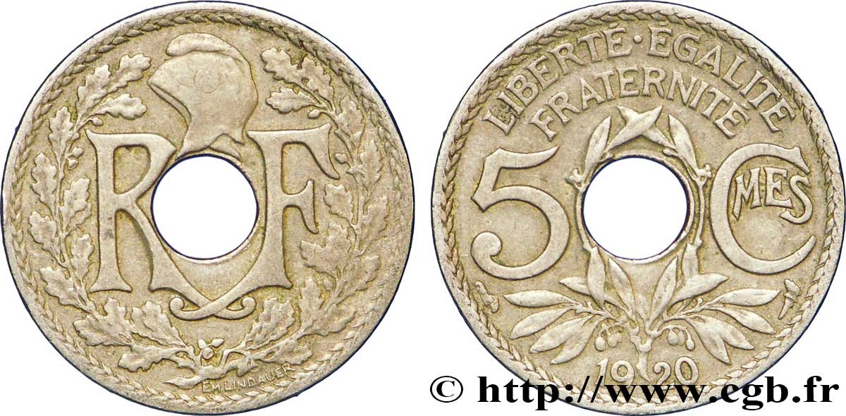 5 centimes Lindauer, grand module 1920 Paris F.121/4 TTB45 