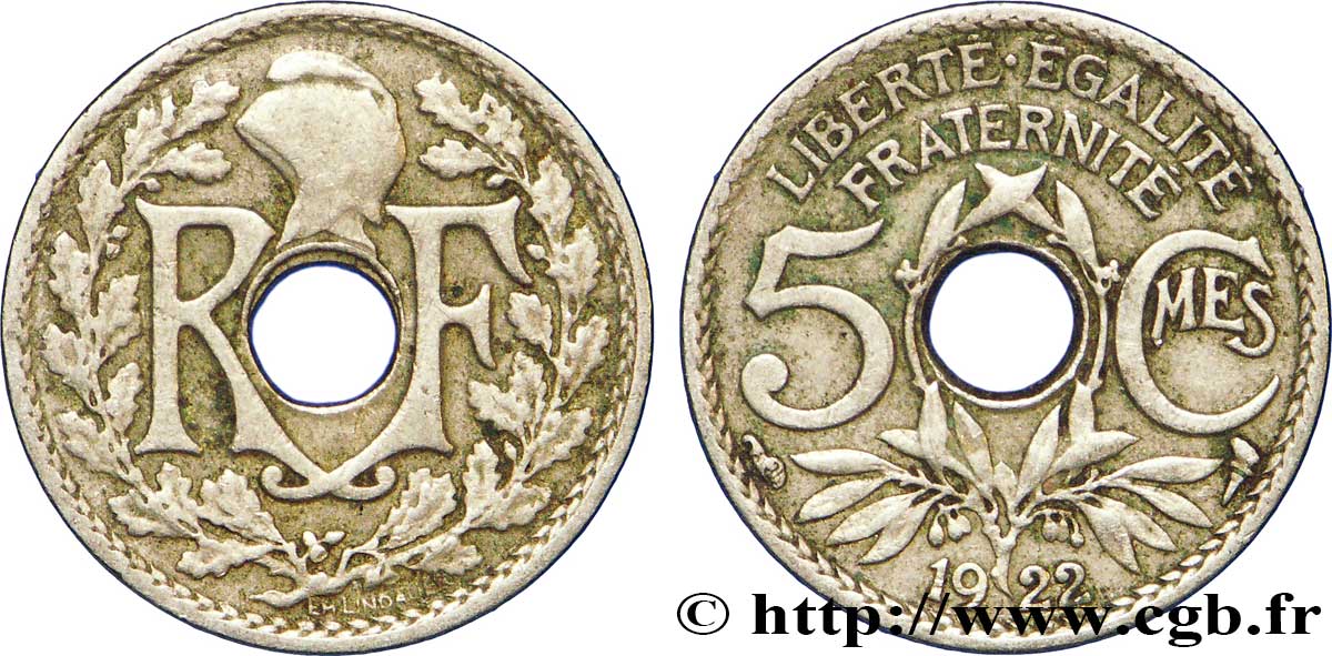 5 centimes Lindauer, petit module 1922 Paris F.122/4 MBC45 
