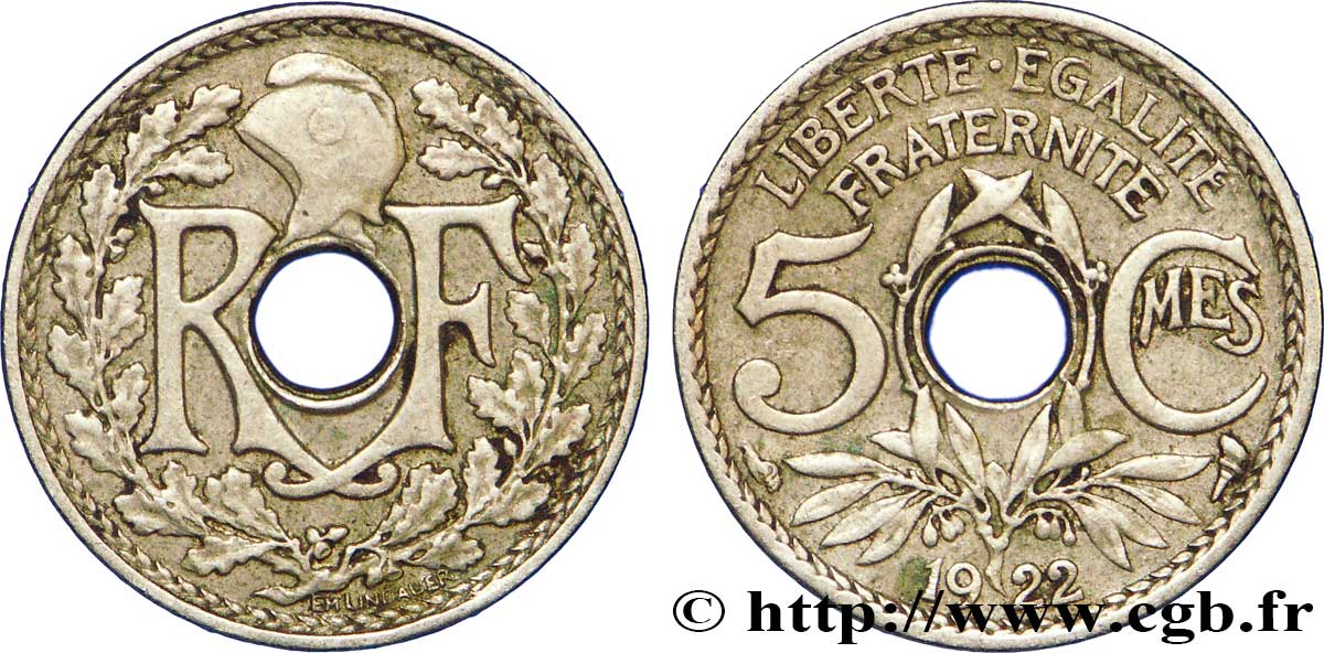 5 centimes Lindauer, petit module 1922 Paris F.122/4 SS48 