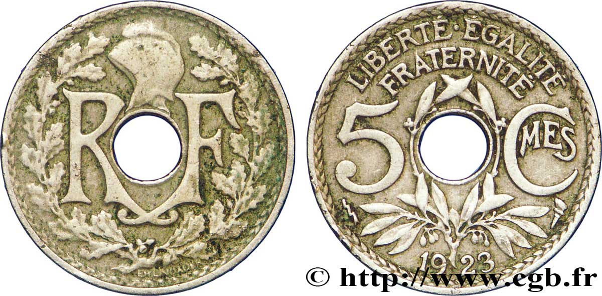 5 centimes Lindauer, petit module 1923 Poissy F.122/7 SS45 