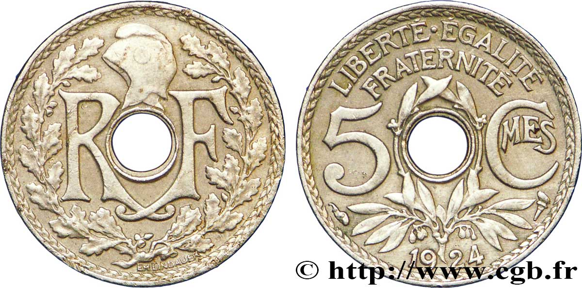 5 centimes Lindauer, petit module 1924 Paris F.122/8 SS48 